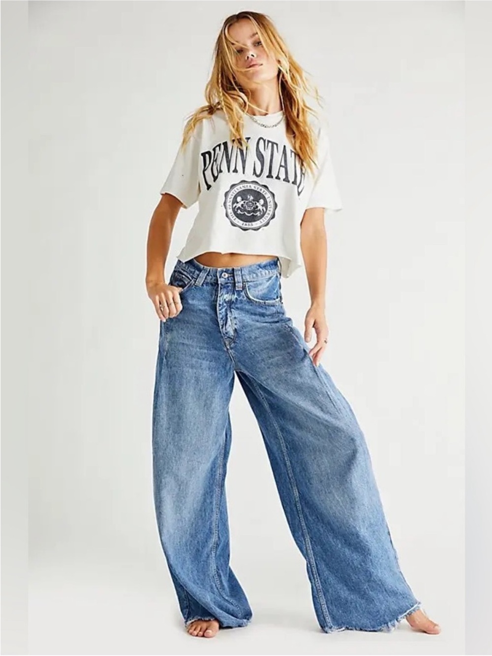 Free People we the free old west slouchy jeans in colour canyon blue